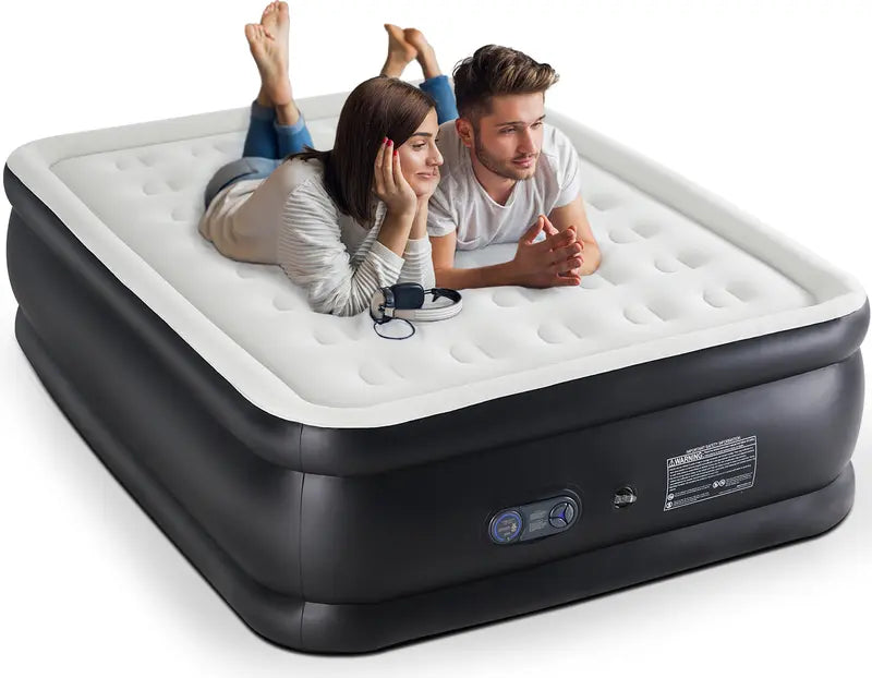 Portable Inflatable Air Mattress with Built In Pump Double Height Comfortable Sleeping Bed for Home Camping