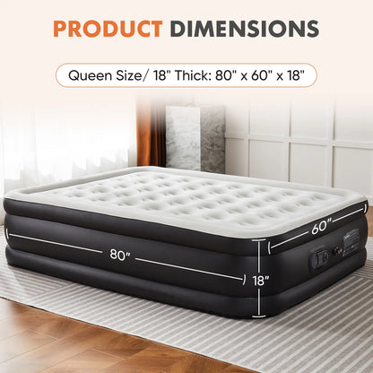 Portable Inflatable Air Mattress with Built In Pump Double Height Comfortable Sleeping Bed for Home Camping
